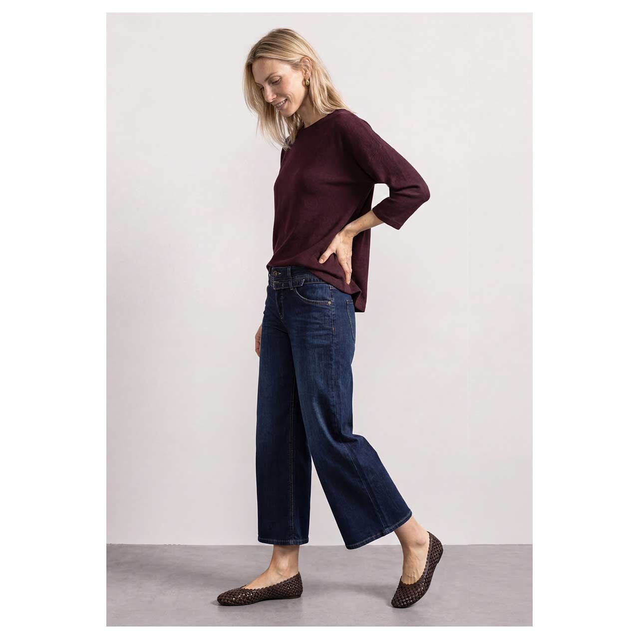 Street One Damen 3/4 Arm Pullover in Lila, Ganzkörperansicht Model