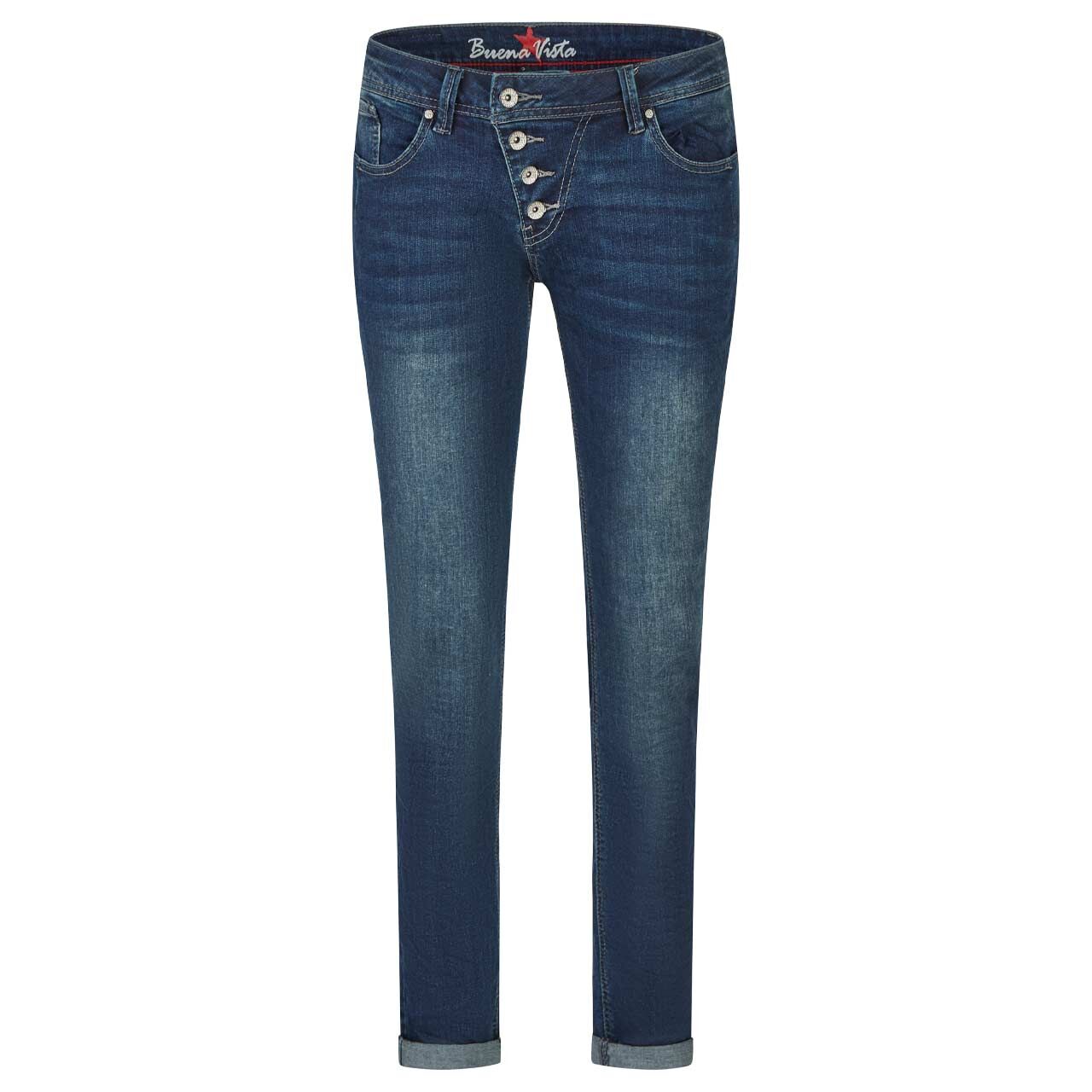 Damenjeans Malibu Stretch Denim von Buena Vista in Dunkelblau angewaschen, Vorderansicht