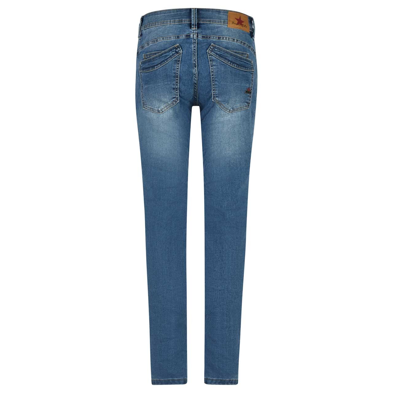 Damen Ankle Jeans Malibu Cropped Stretch Denim in Blau angewaschen, Rückansicht