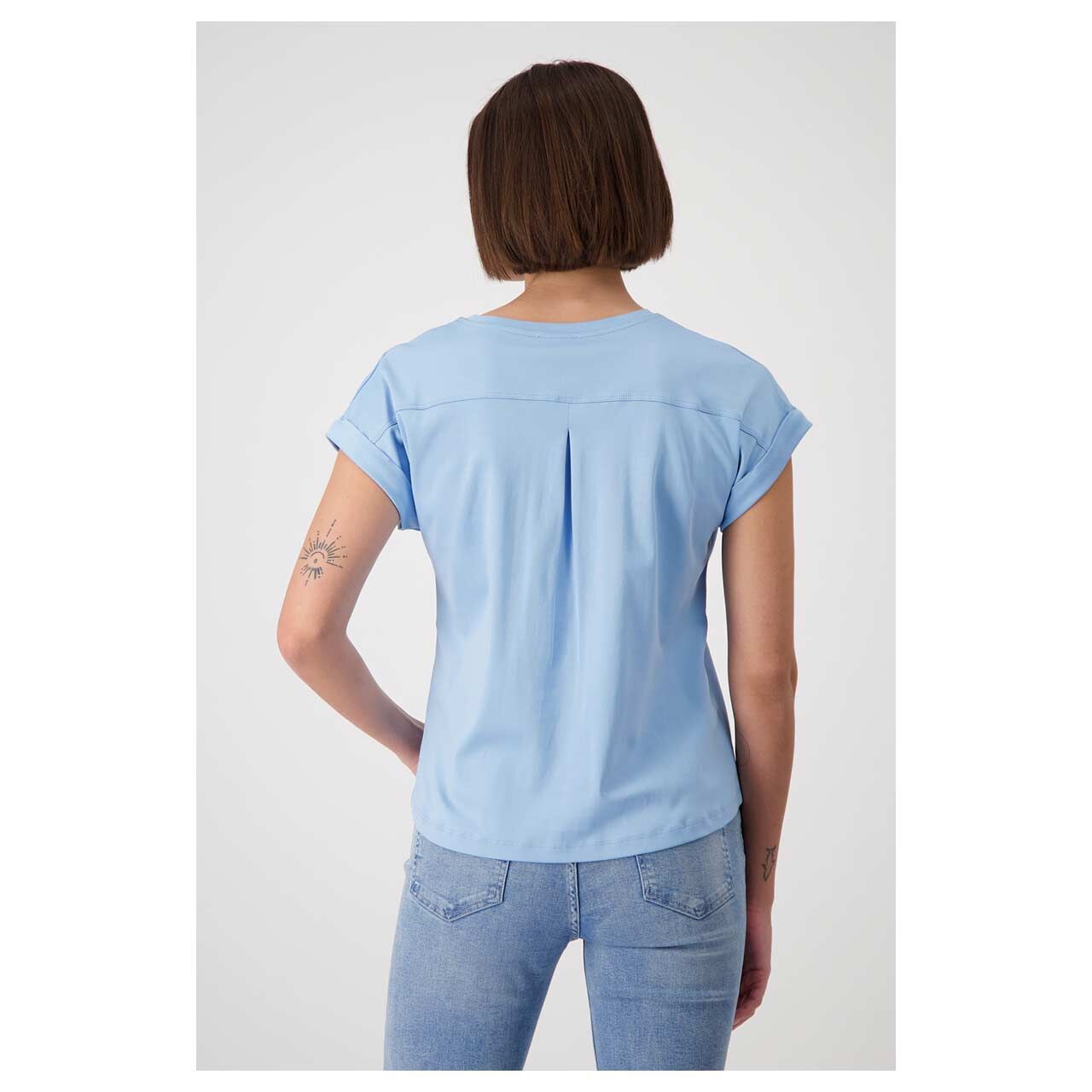 Damen T-Shirt von Monari in Hellblau, Rückansicht am Model