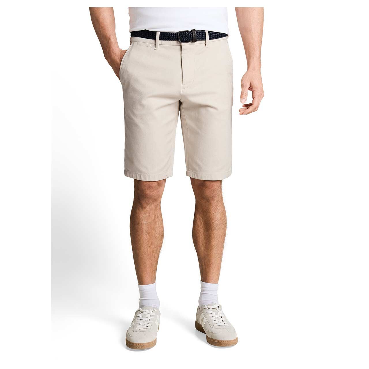 Herren Chino Baumwoll Bermuda von Tom Tailor in Beige mit Print, Rückansicht