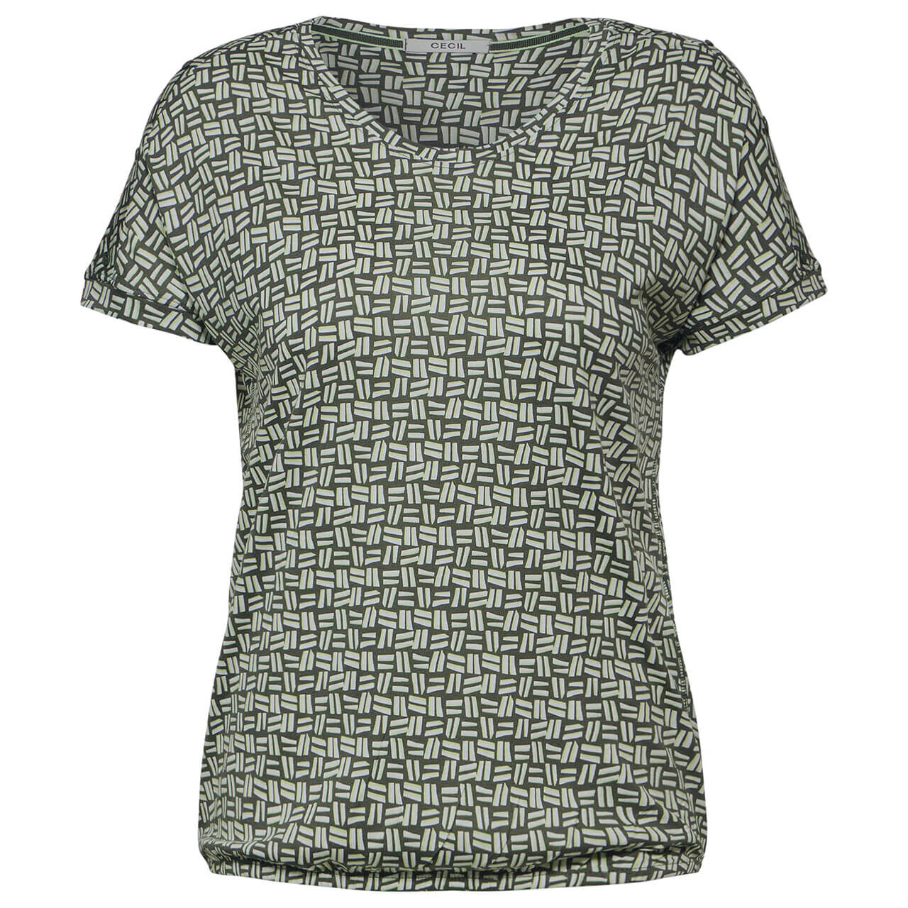 Cecil Damen T-Shirt Button with Minimalprint cool khaki