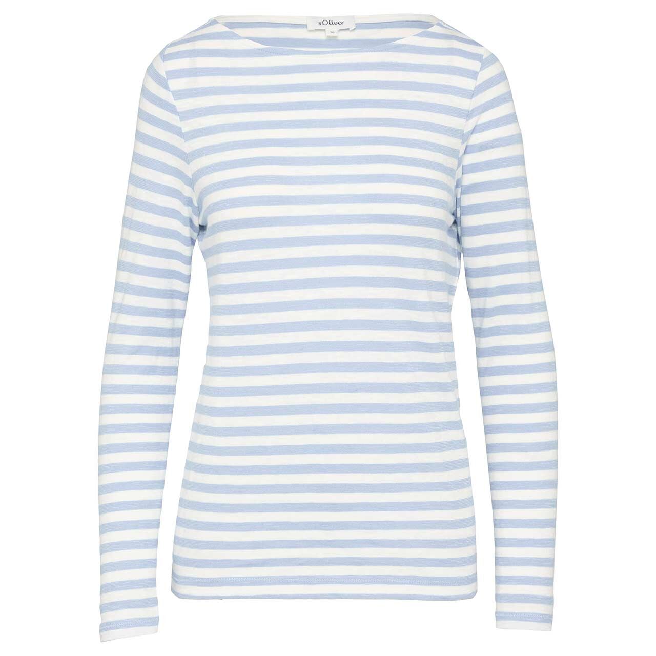 s.Oliver Damen Langarm Shirt light blue white striped 