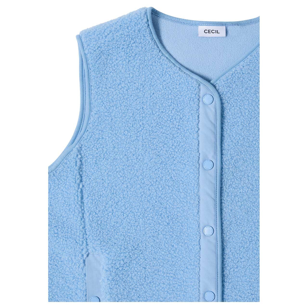 Cecil Damen Teddy Weste Solid Matmix Vest easy blue