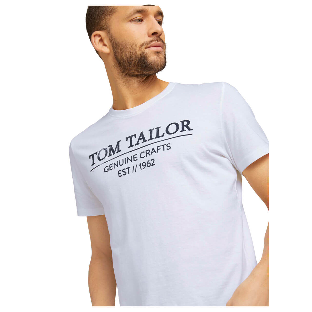 Tom Tailor T-Shirt für Herren in Weiß mit Print, FarbNr.: 20000