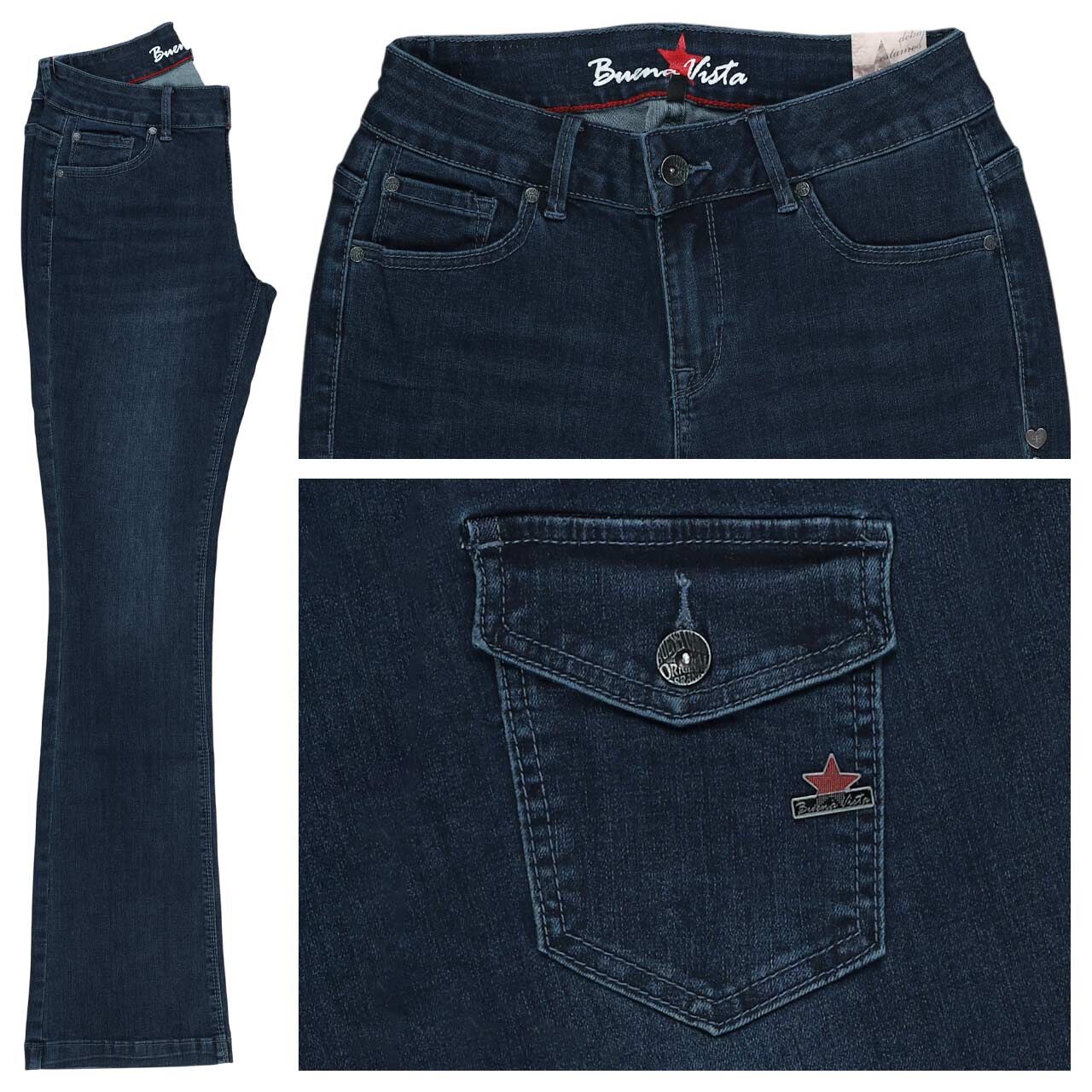 Buena Vista Italy B Bootcut Stretch Denim Jeans deep blue