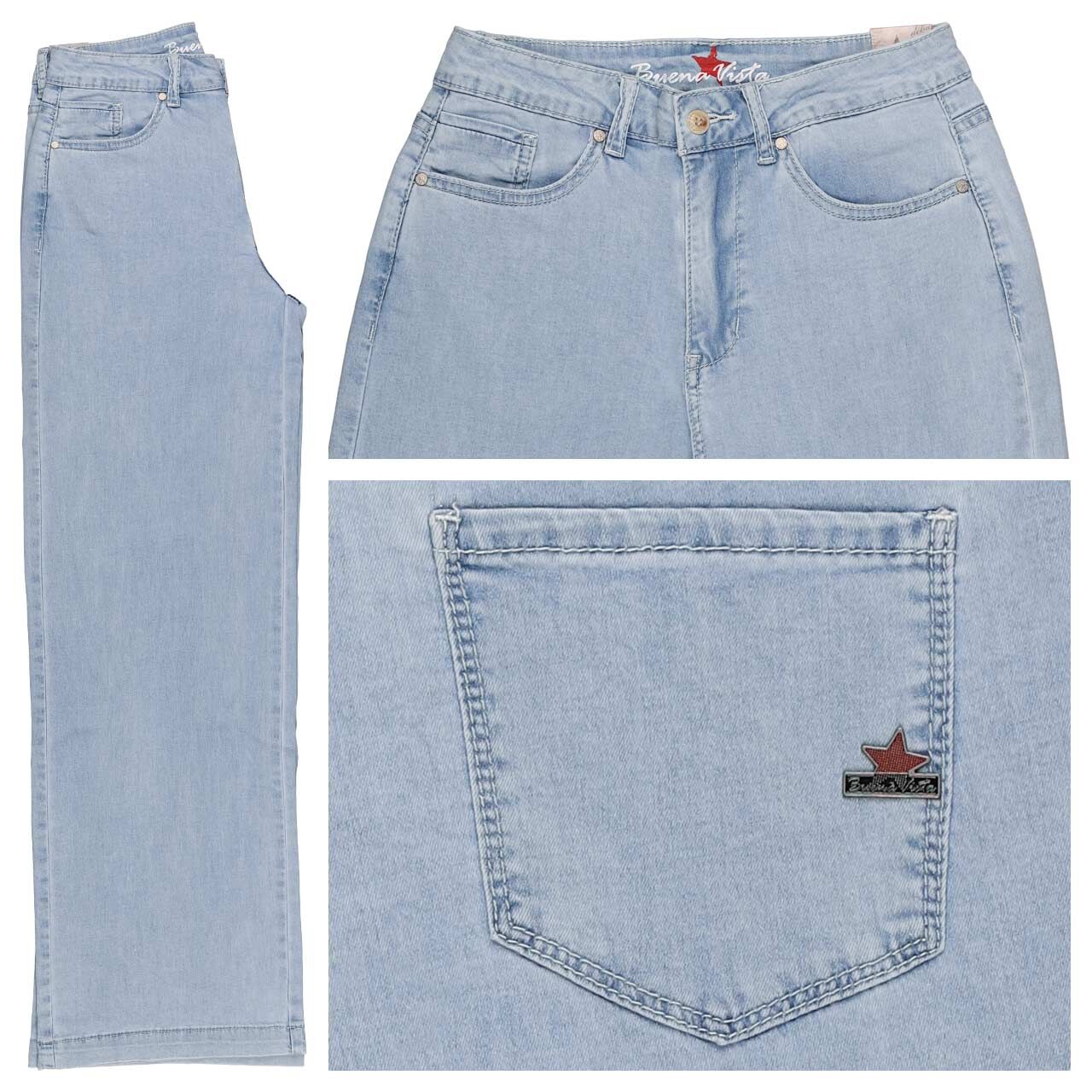 Buena Vista Wide Leg Light Denim Jeans light stone