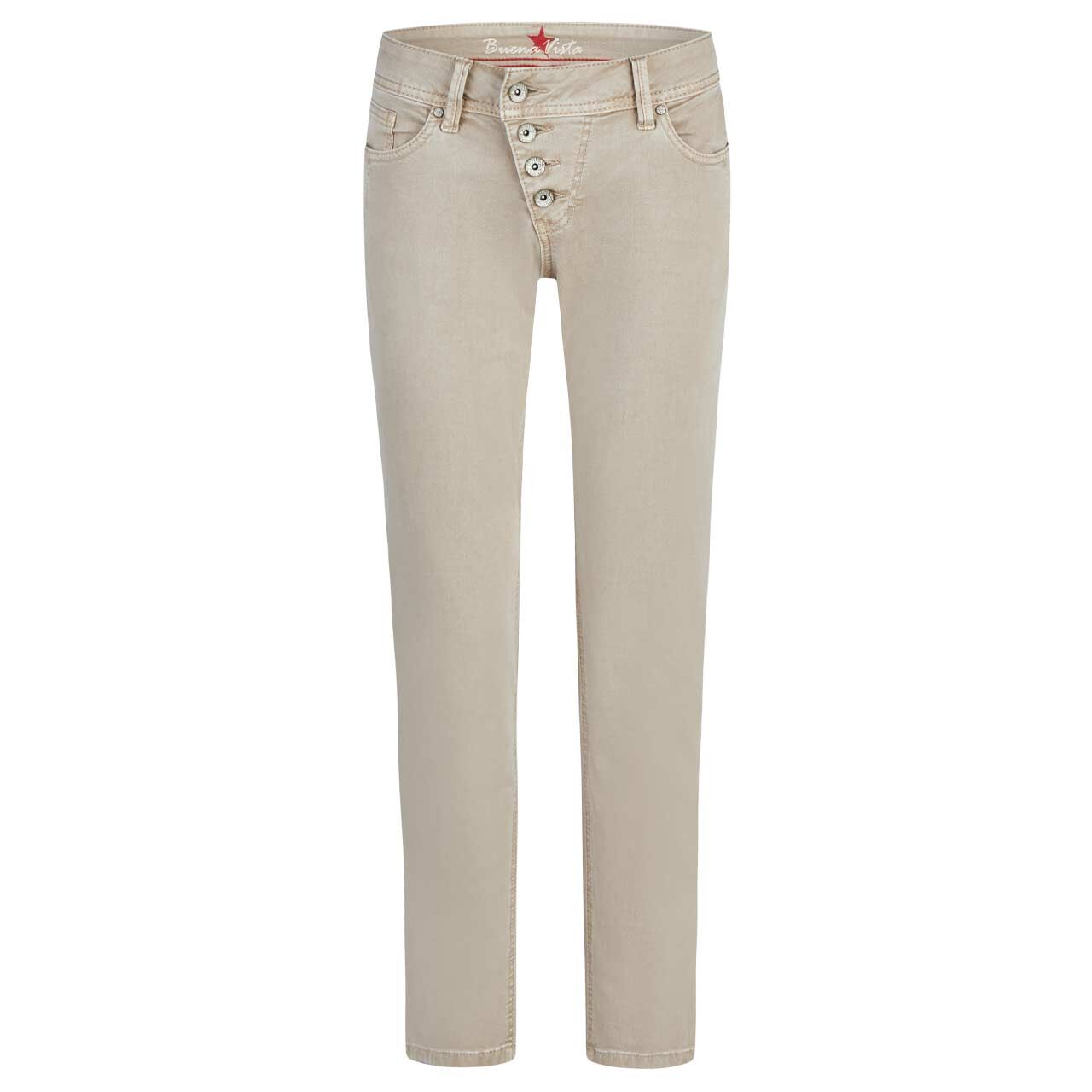 Damen Ankle Baumwollhose Malibu Cropped Stretch Twill von Buena Vista in Beige, Vorderansicht