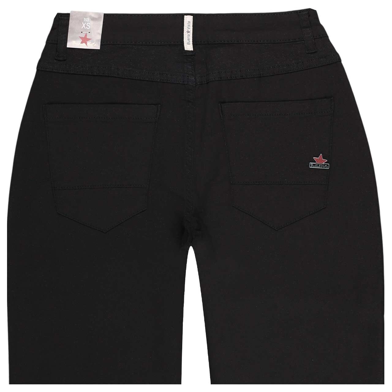 Damen Baumwollhose Anna C 7/8 Straight Stretch Twill von Buena Vista in Schwarz, detaillierte Rückansicht