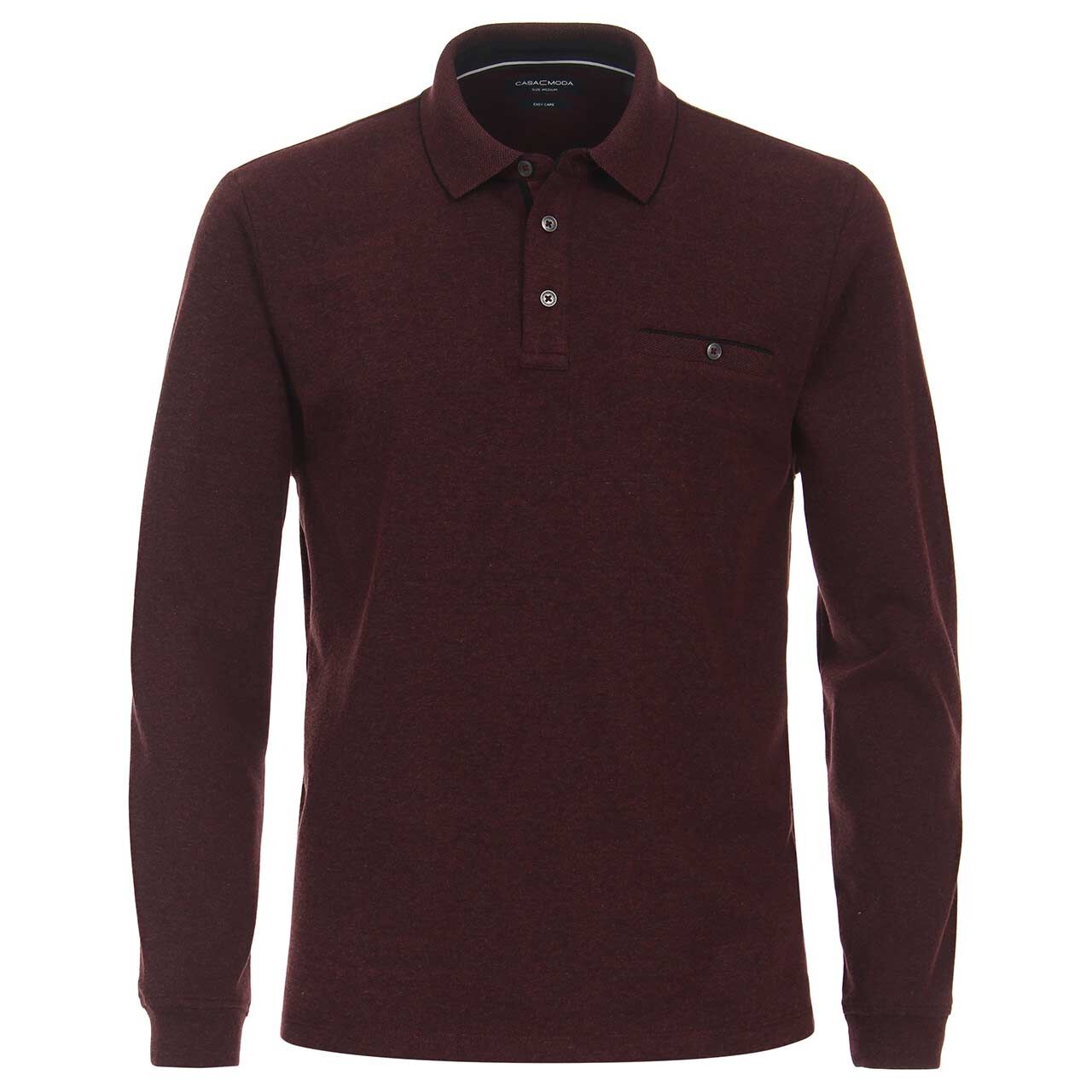 Casa Moda Herren Polo Langarm Shirt burgundy melange