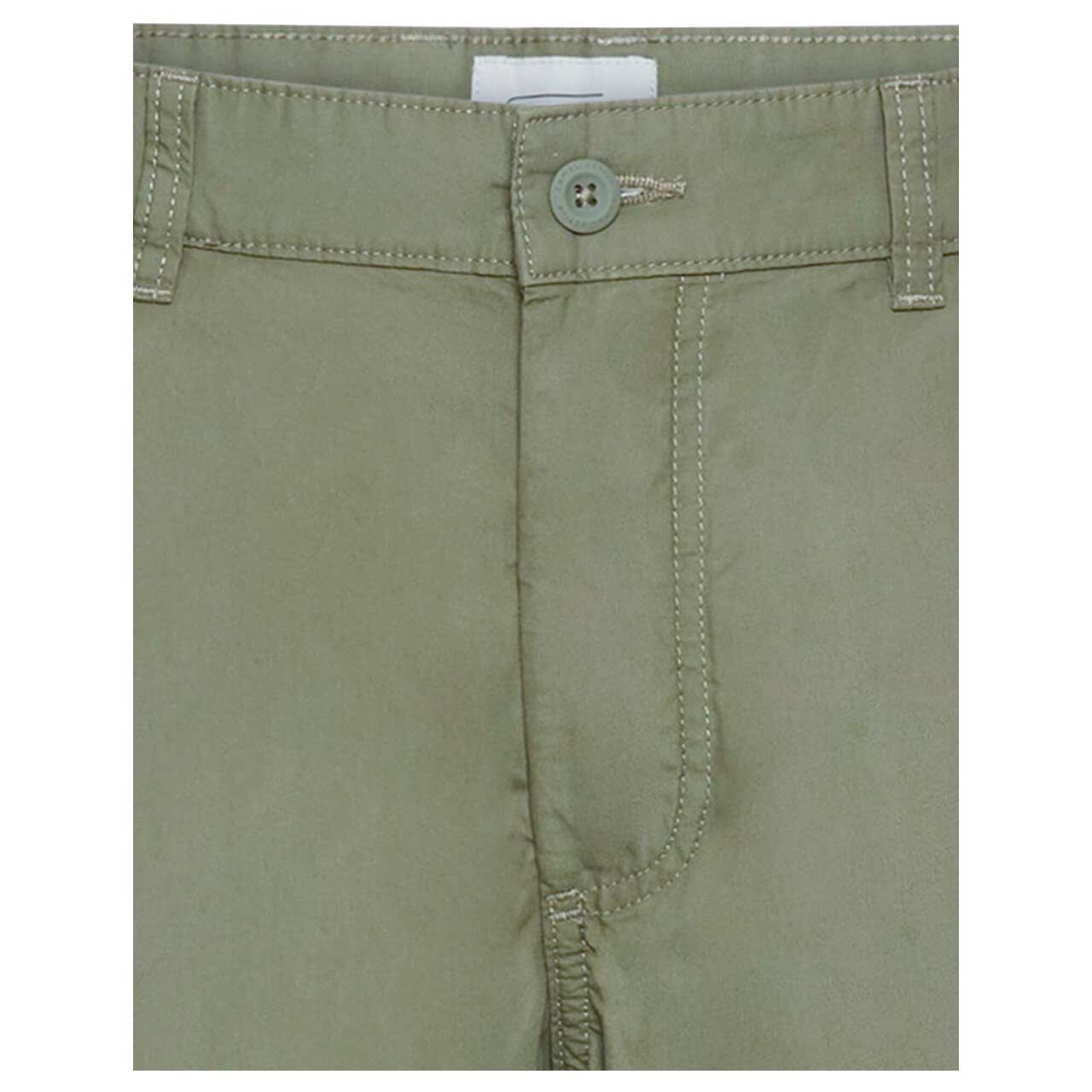 Herren 3/4 Long Cargo Baumwollhose Houston in Olivgrün, detaillierte Vorderansicht
