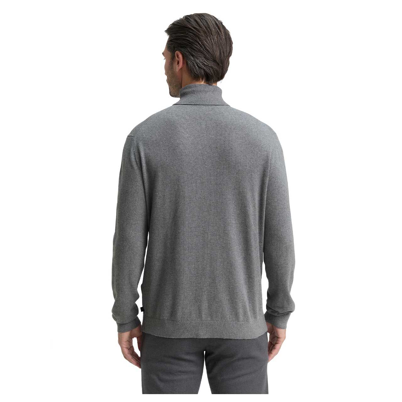 Herren Pullover Cashmere Turtleneck Knit von Tom Tailor in Grau meliert, Rückansicht am Model