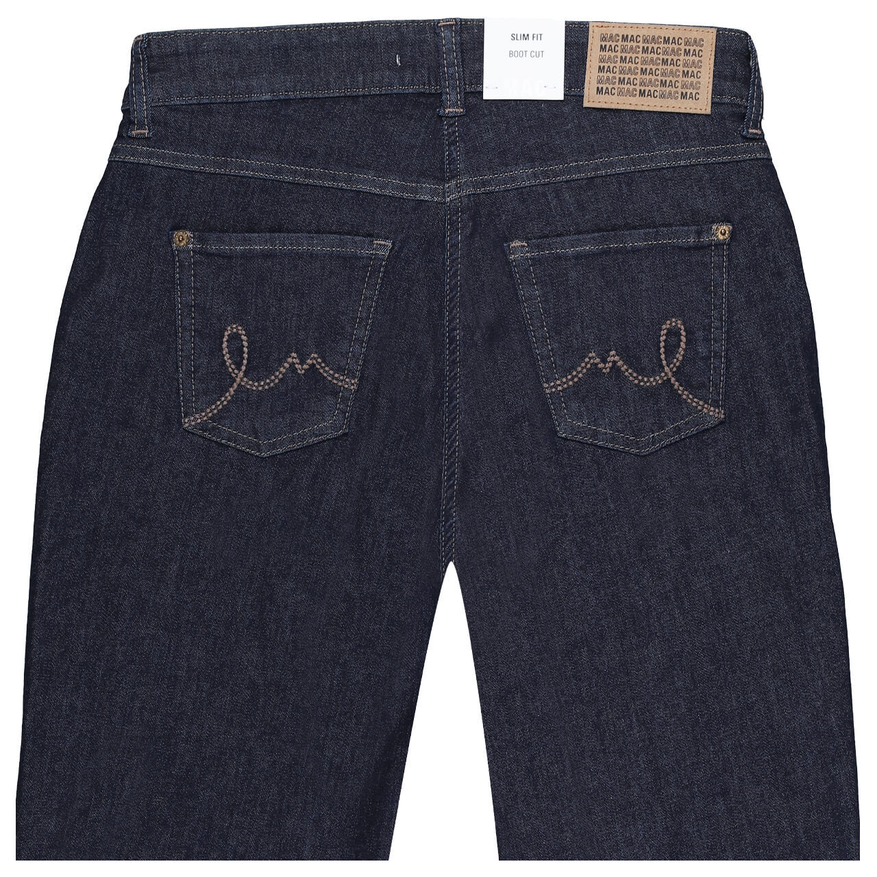 Stretch Damenjeans Laura von MAC in Dunkelblau, detaillierte Rückansicht