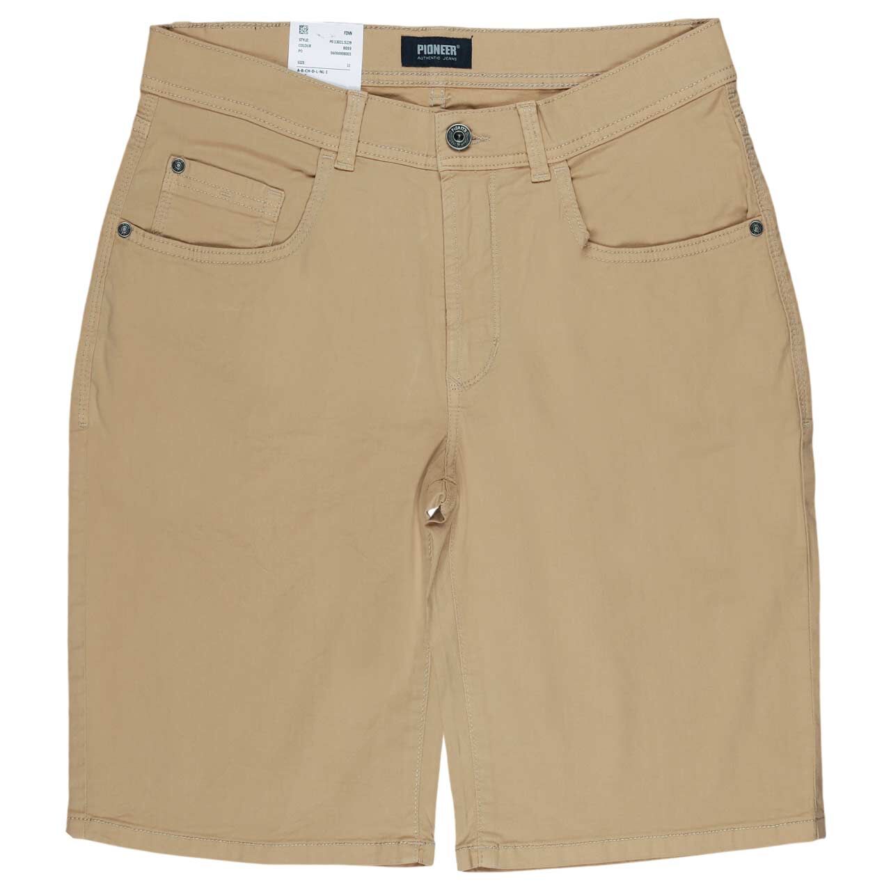 Baumwoll Bermuda Finn von Pioneer in Hellbraun, Vorderansicht
