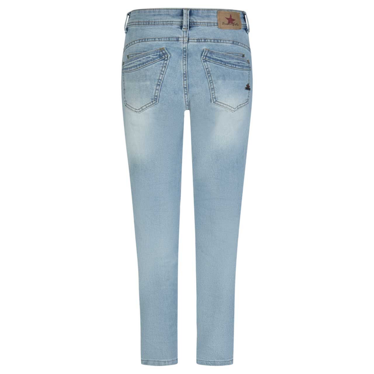 Damen Ankle Jeans Malibu-Zip High Cropped Stretch Denim von Buena Vista in Hellblau angewaschen, Rückansicht