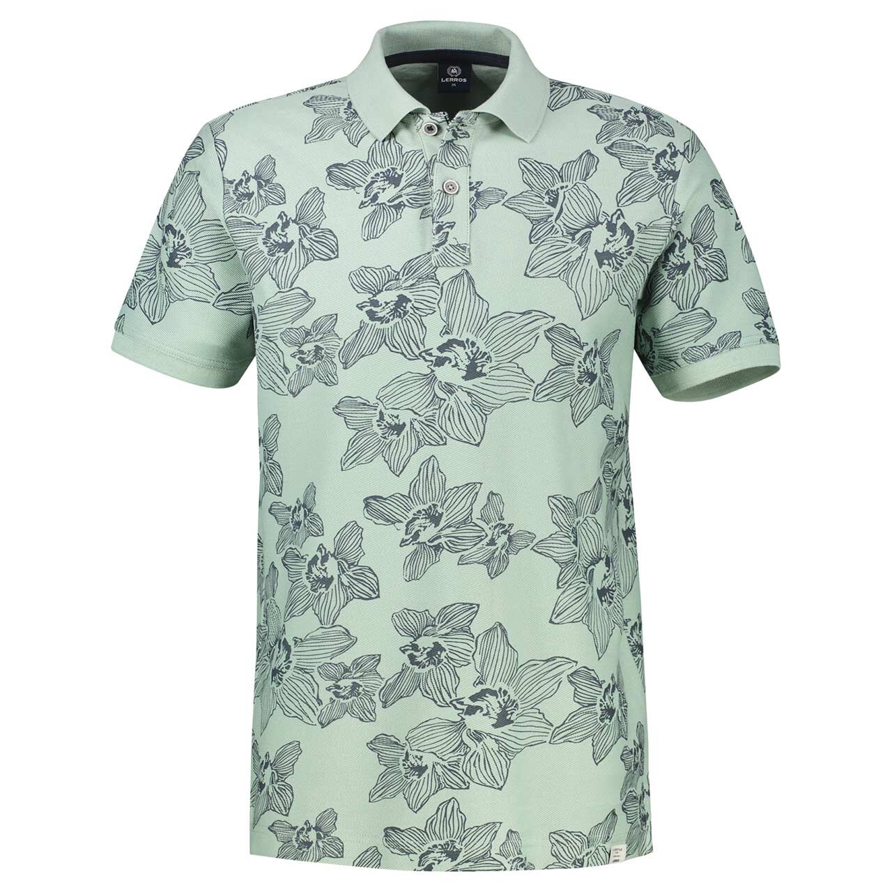 Lerros Herren Poloshirt bay green floral print