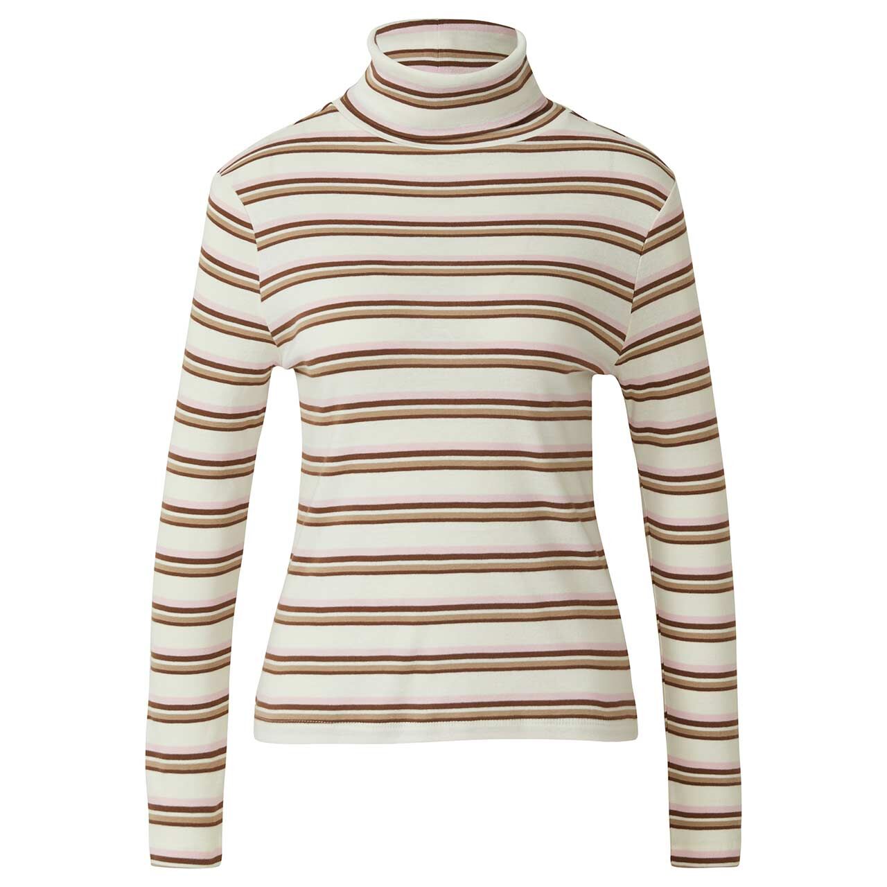 s.Oliver Damen Rollkragen Langarm Shirt creme white stripes