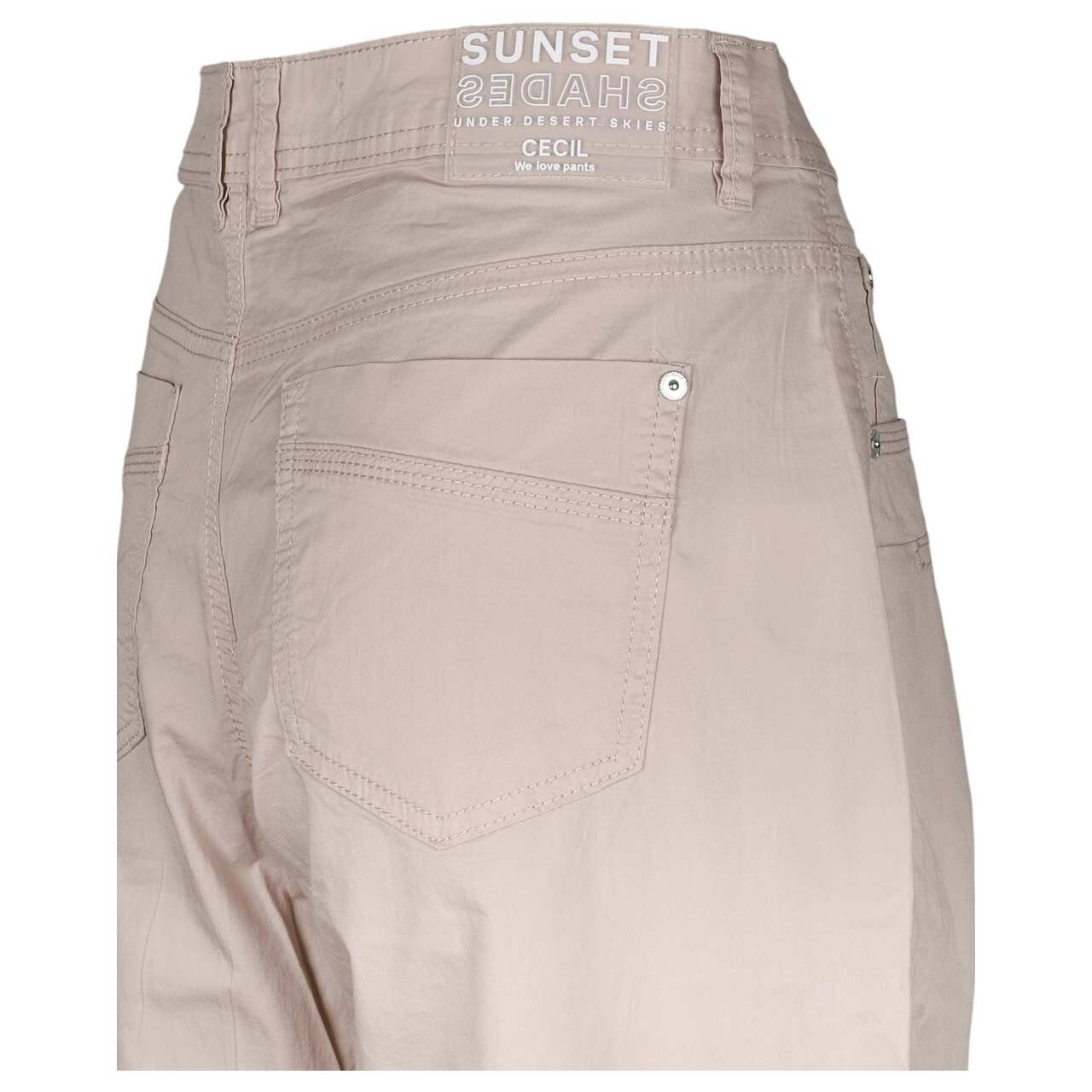 Damen Ankle Baumwollhose Scarlett Barrel von Cecil in der Hellbeige, Detailansicht von hinten