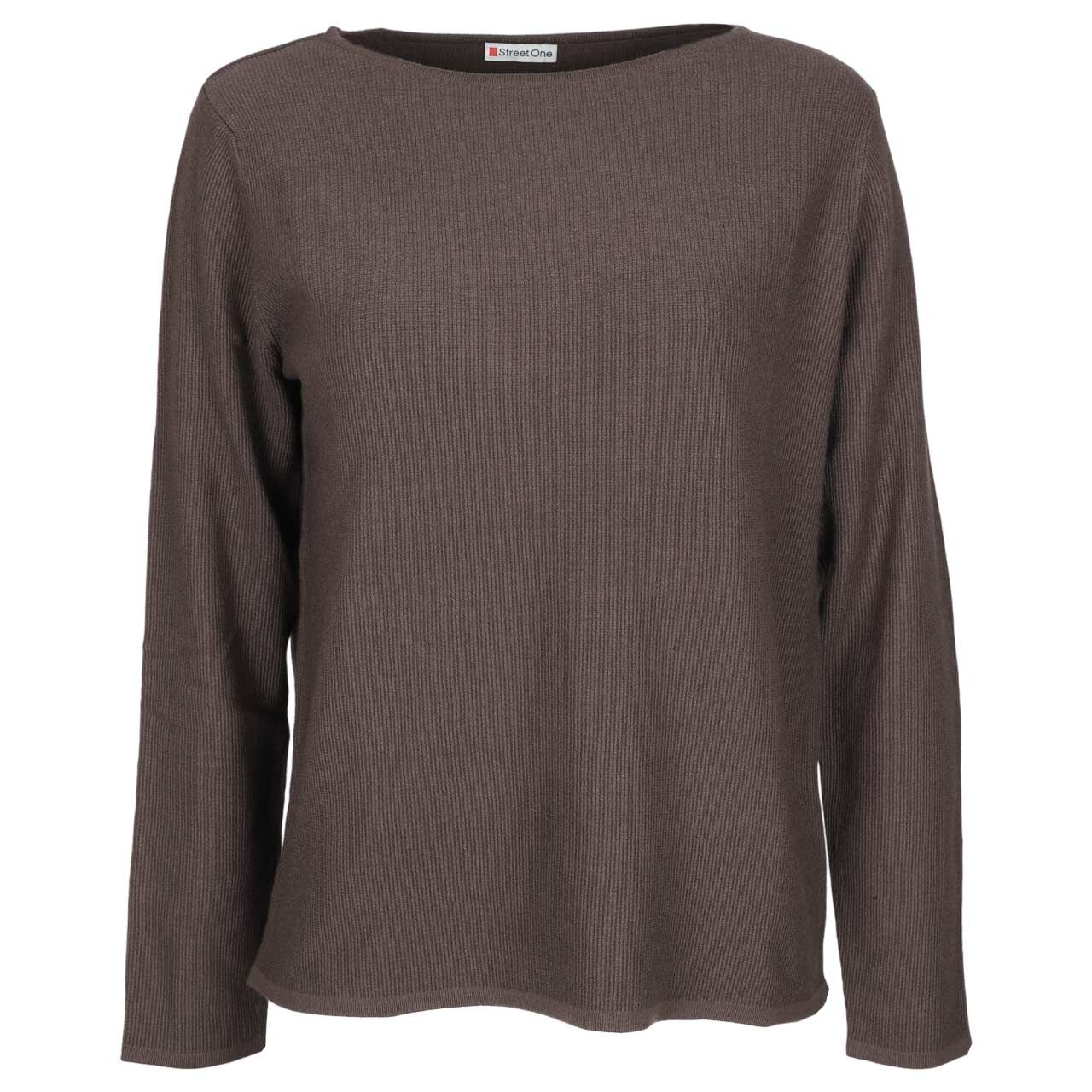 Street One Damen Pullover U-Boat Sweater dark nomad brown melange