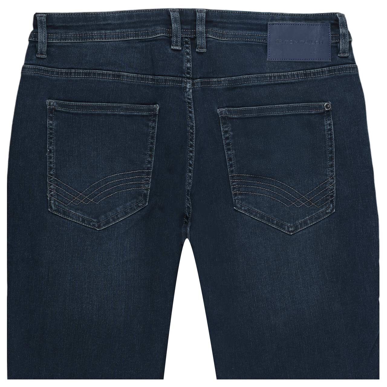 Herrenjeans Marvin von Tom Tailor in Dunkelblau angewaschen, detaillierte Rückansicht