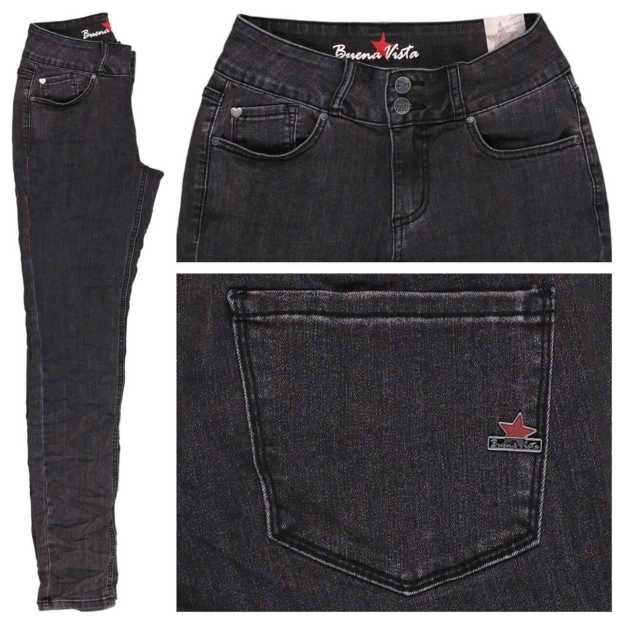 Buena Vista Tummyless Stretch Denim Jeans black denim