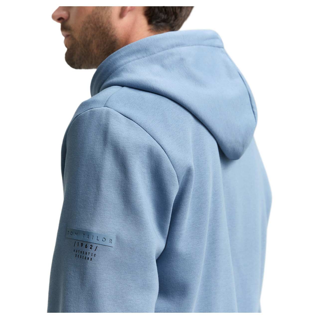Herren Hoodie Sweatjacke von Tom Tailor in Hellblau, Detailansicht vom Rücken