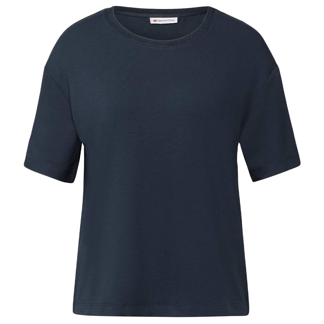 Damen T-Shirt Deco Collar von Street One in Dunkelblau mit der Farbnummer 16859, Vorderansicht