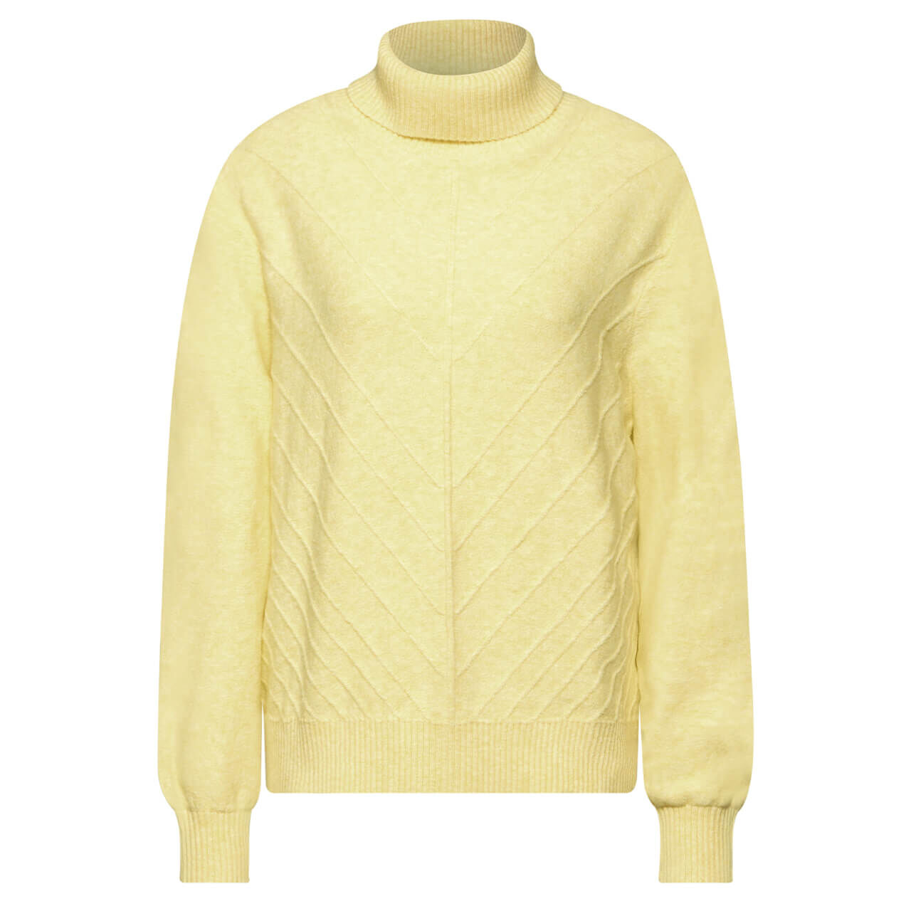 Street One Damen Rollkragen Pullover Roll Neck Sweater Structure mellow yellow melange Street One Damen Rollkragen Pullover Roll Neck Sweater Structure mellow yellow melange
