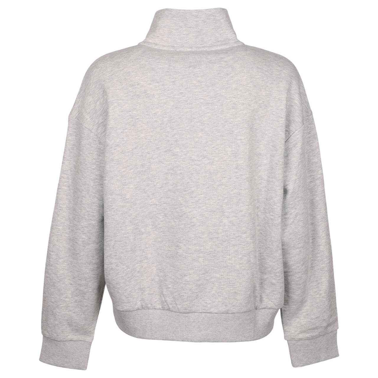 s.Oliver Damen Sweatshirt Troyer in Hellgrau mit Print, Rückansicht