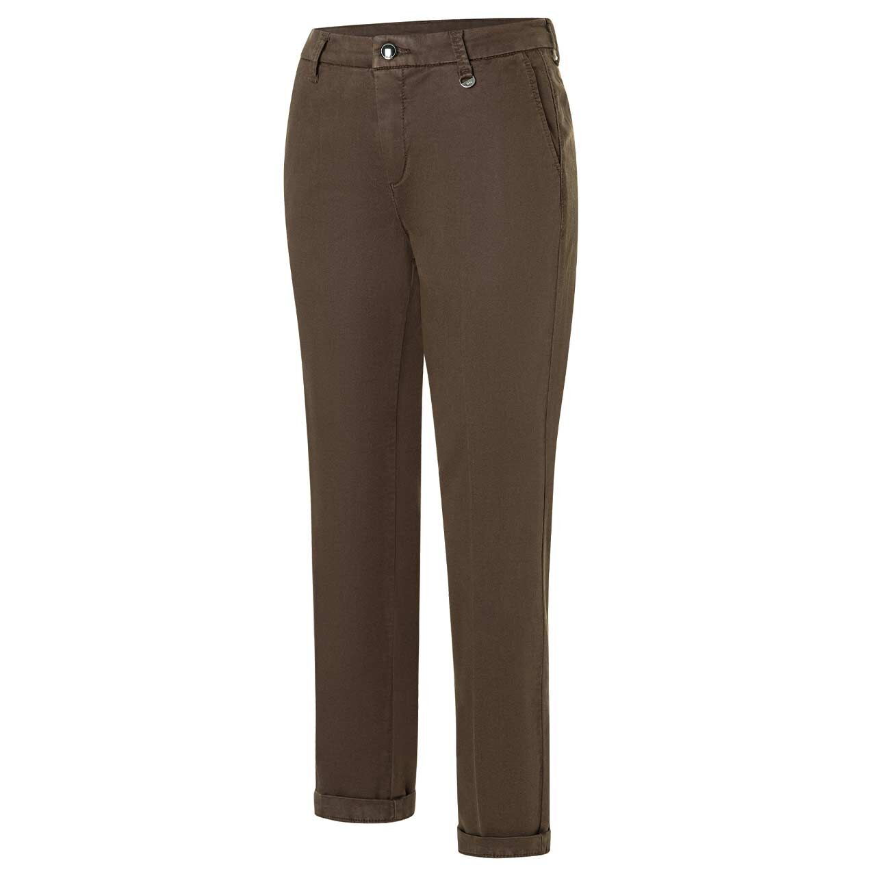 Damen 7/8 Baumwollhose Chino von MAC in Dunkelbraun, Seitenansicht