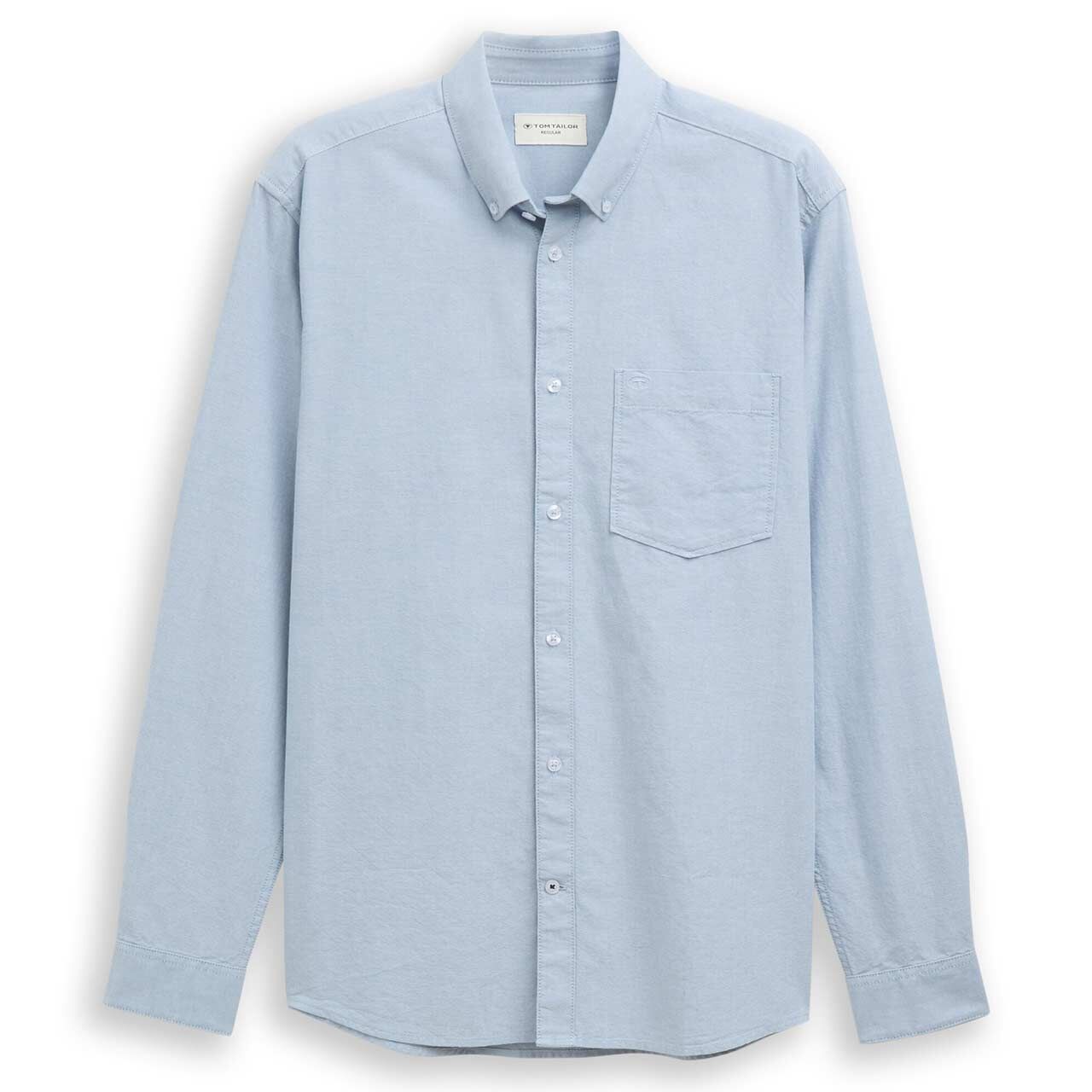 Tom Tailor Herren Langarm Hemd light blue white chambray