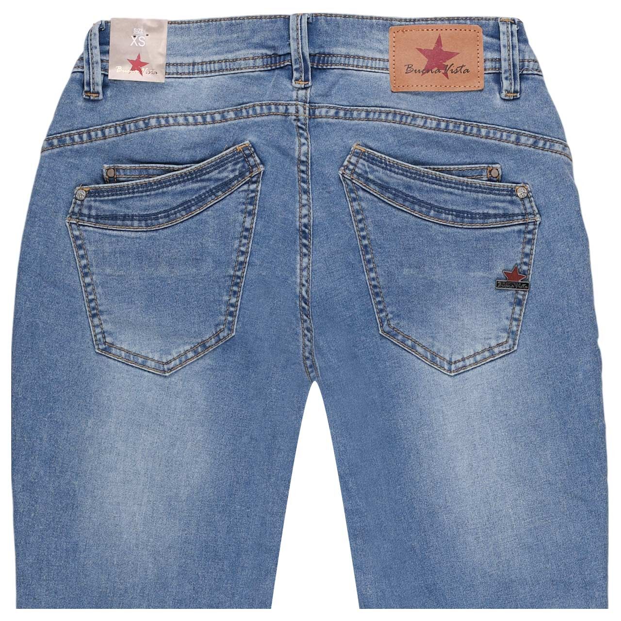 Stretch Damenjeans Malibu V 7/8 Cozy Denim von Buena Vista in Hellblau angewaschen, detaillierte Rückansicht