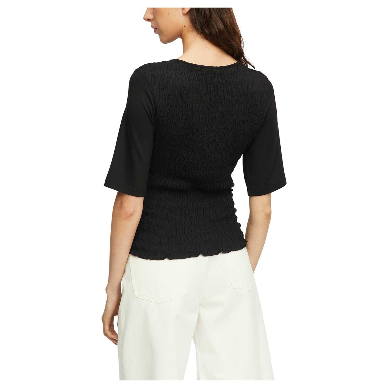 Damen T-Shirt von Comma in Schwarz, Rückansicht am Model