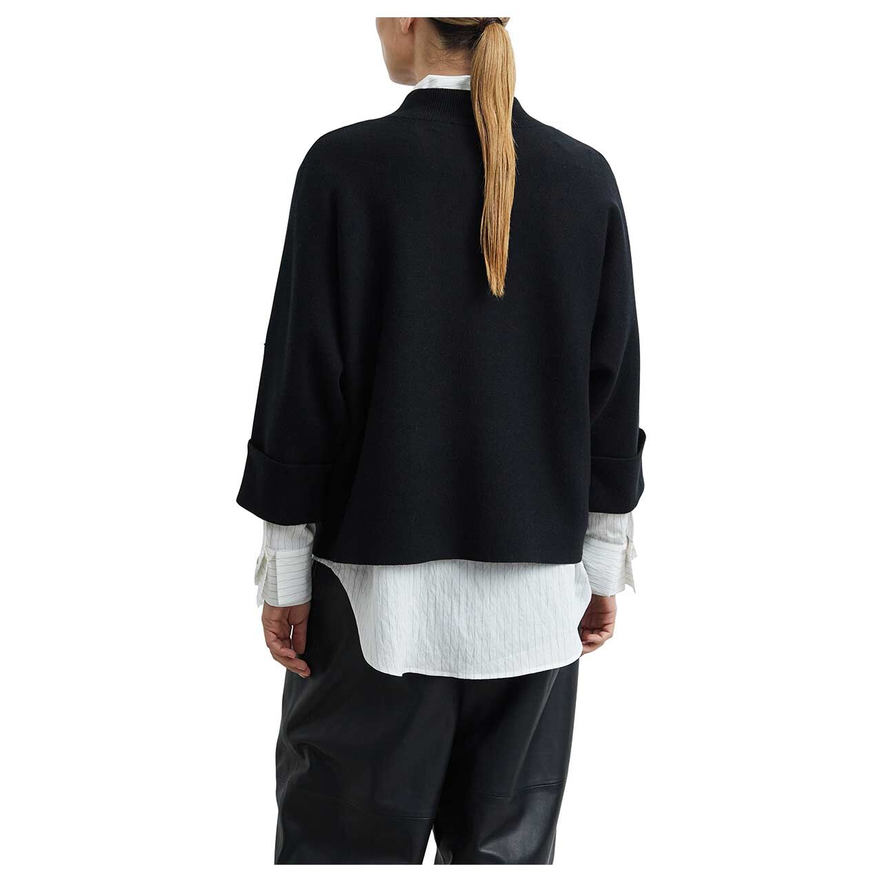 Damen 3/4 Arm Pullover von Comma in Schwarz, Rückansicht am Model
