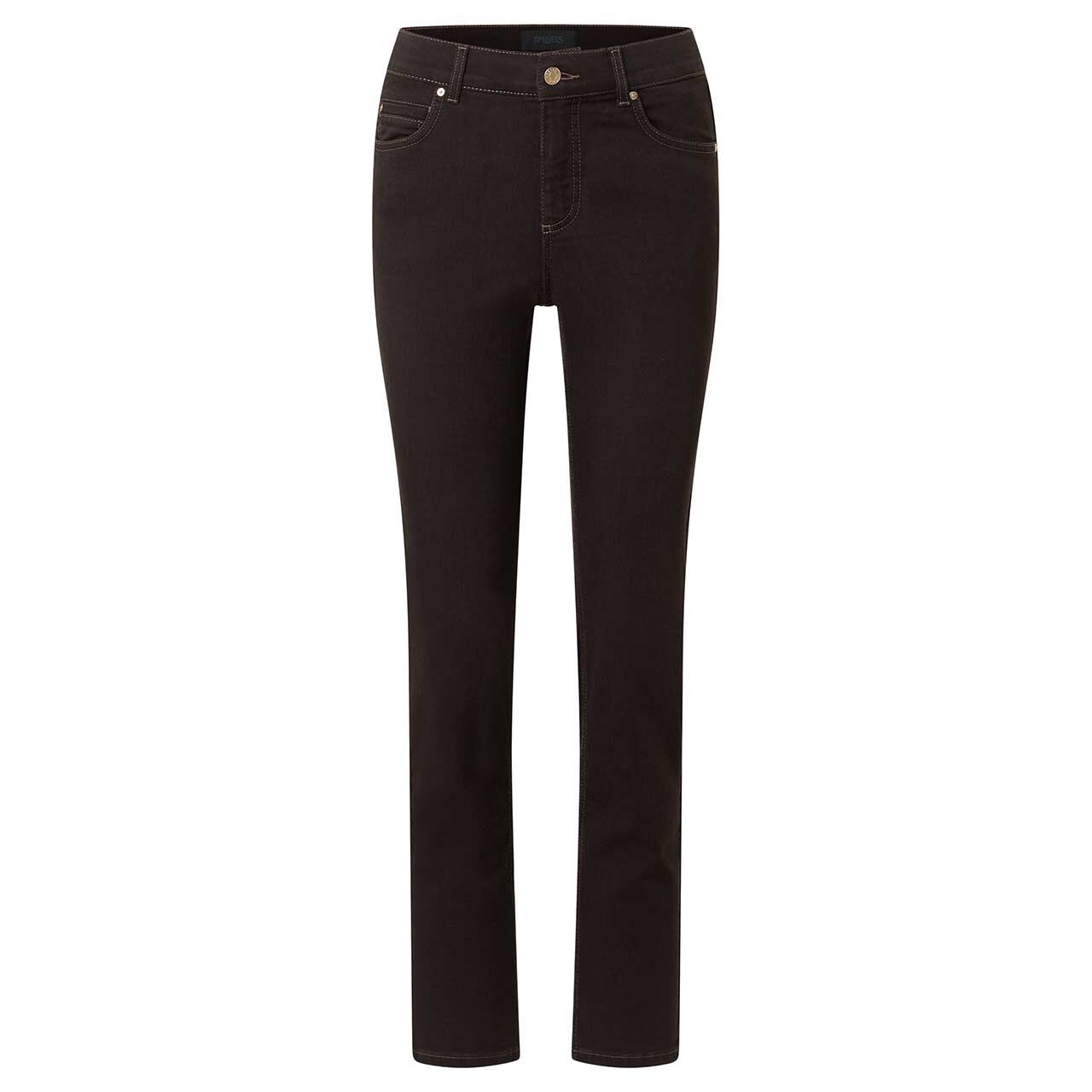 Stretch Damenjeans Cici von Angels in Dunkelbraun angewaschen, Vorderansicht