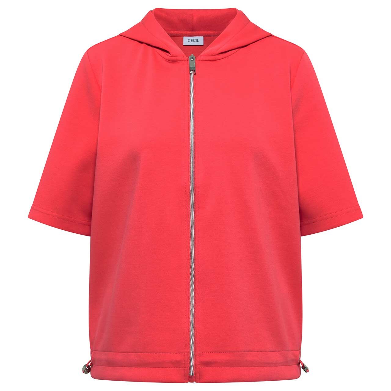 Cecil Damen Kurzarm Hoodie Shirtjacke Solid coral
