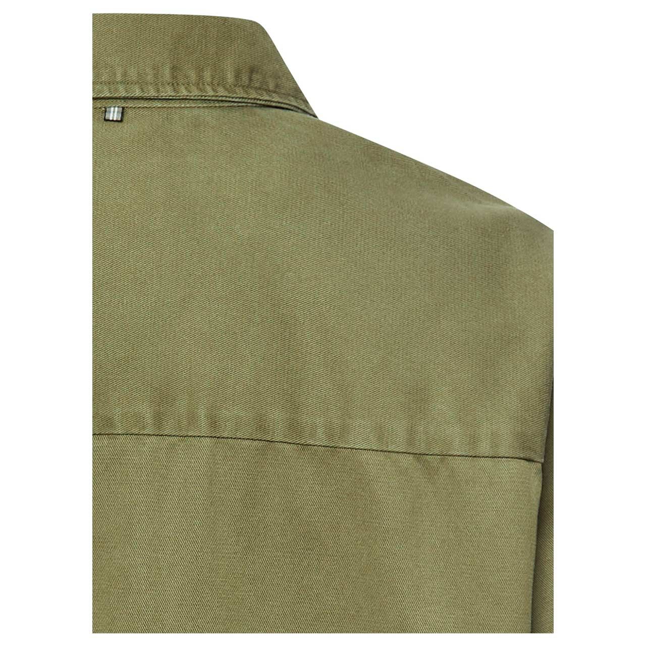 Damen Langarm Bluse von Camel active in Olivgrün, detaillierte Rückansicht Kragen