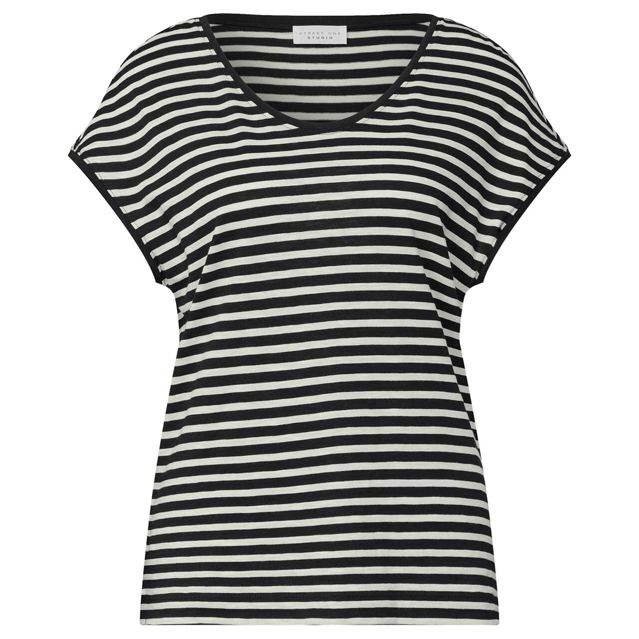 Street One Studio Damen T-Shirt V-Neck black stripes