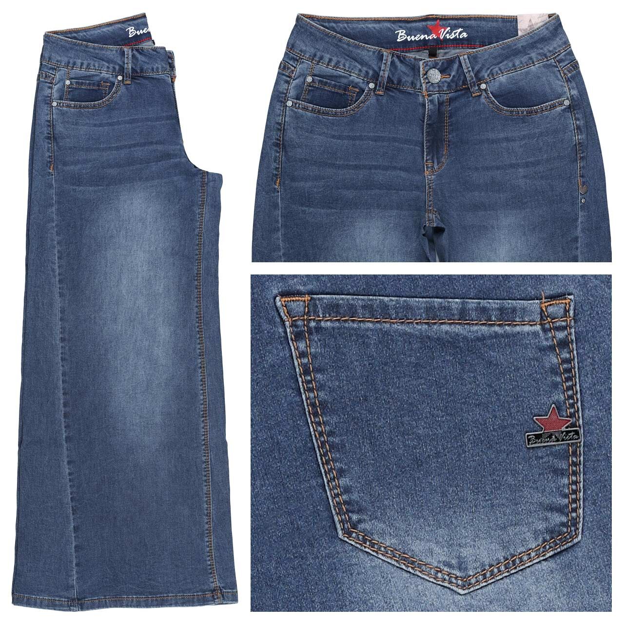Buena Vista Italy Palazzo Light Denim Jeans mid stone