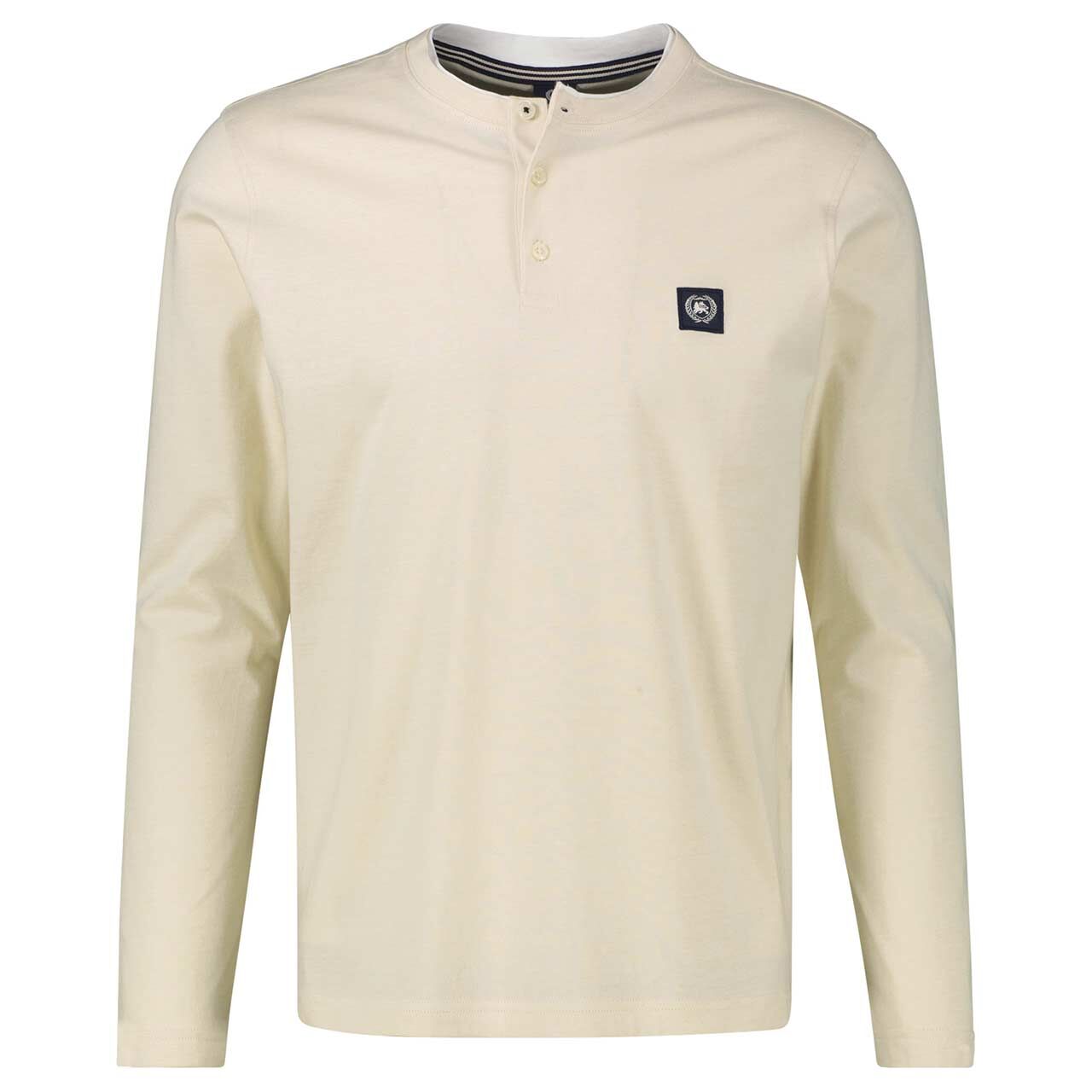 Lerros Herren Langarm Shirt Henley broken white melange 