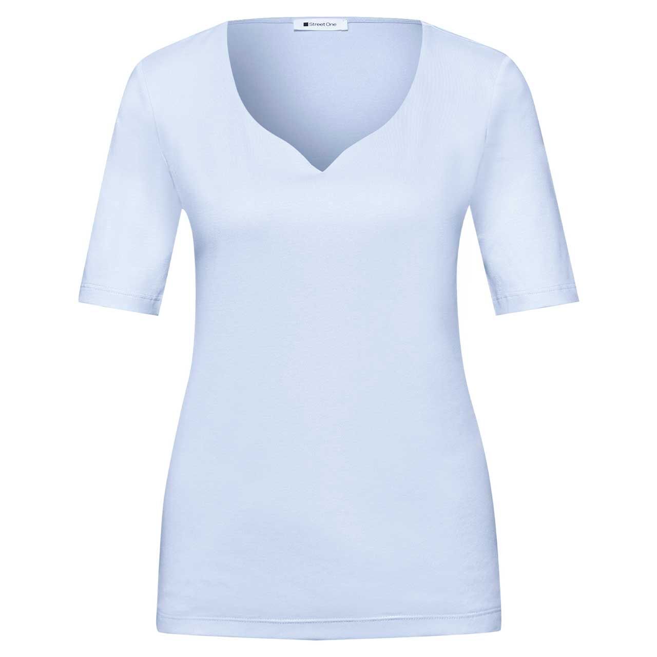 Street One Damen T-Shirt Heart Neck Ada cashmere blue