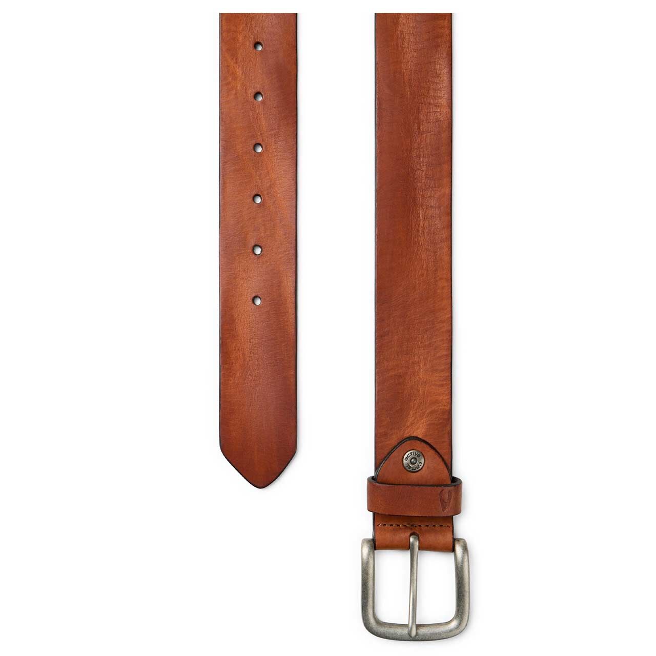 Herren Ledergürtel von Camel active in Braun, Detailansicht Schnalle und Perforierung