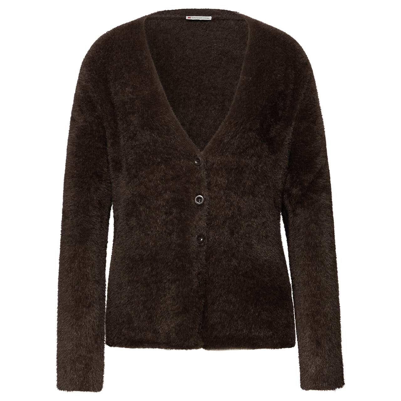 Street One Damen Strickjacke Fluffy Cardigan deep roast brown