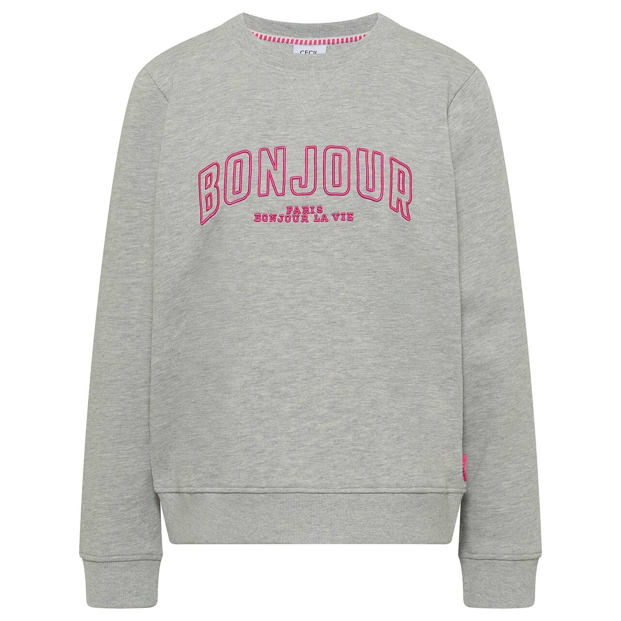 Cecil Damen Sweatshirt Embroidery milky grey melange