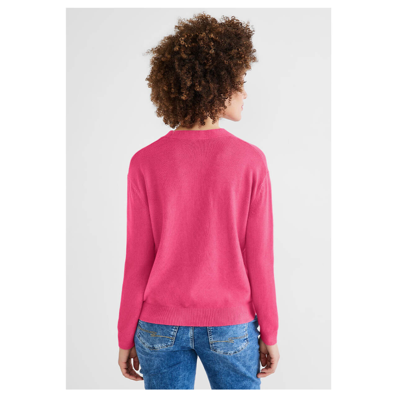 Street One Soft V-neck Pullover berry rose melange