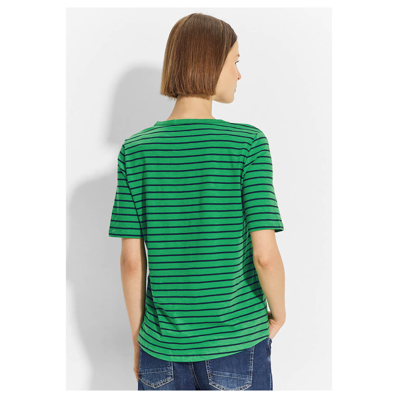 Cecil Damen T-Shirt Stripe Basic Roundneck fresh apple green