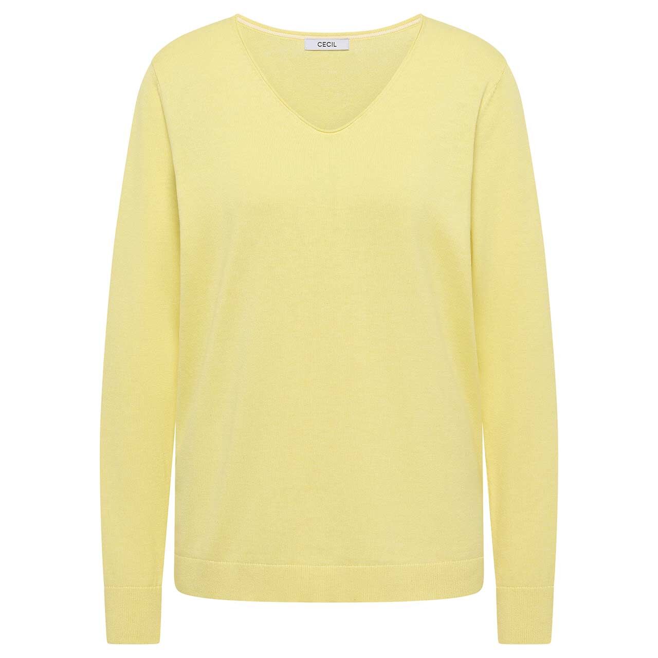 Cecil Damen Pullover Basic V-Neck iced yellow melange