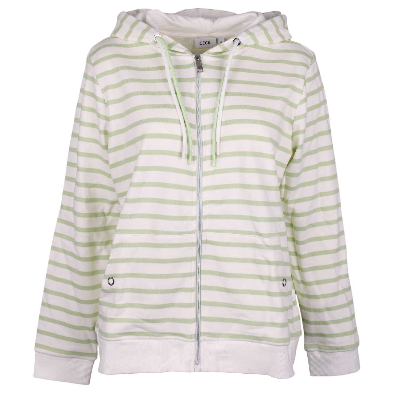 Cecil Damen Hoodie Shirtjacke Striped raw matcha lime