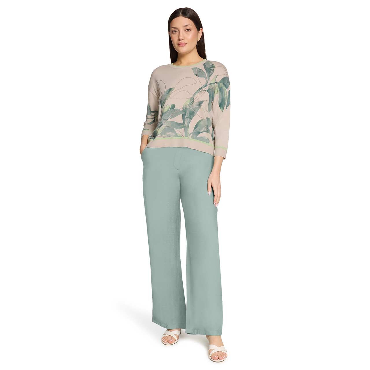 Damen Pullover von Betty Barclay in Beige mit Print, Ganzkörperansicht am Model