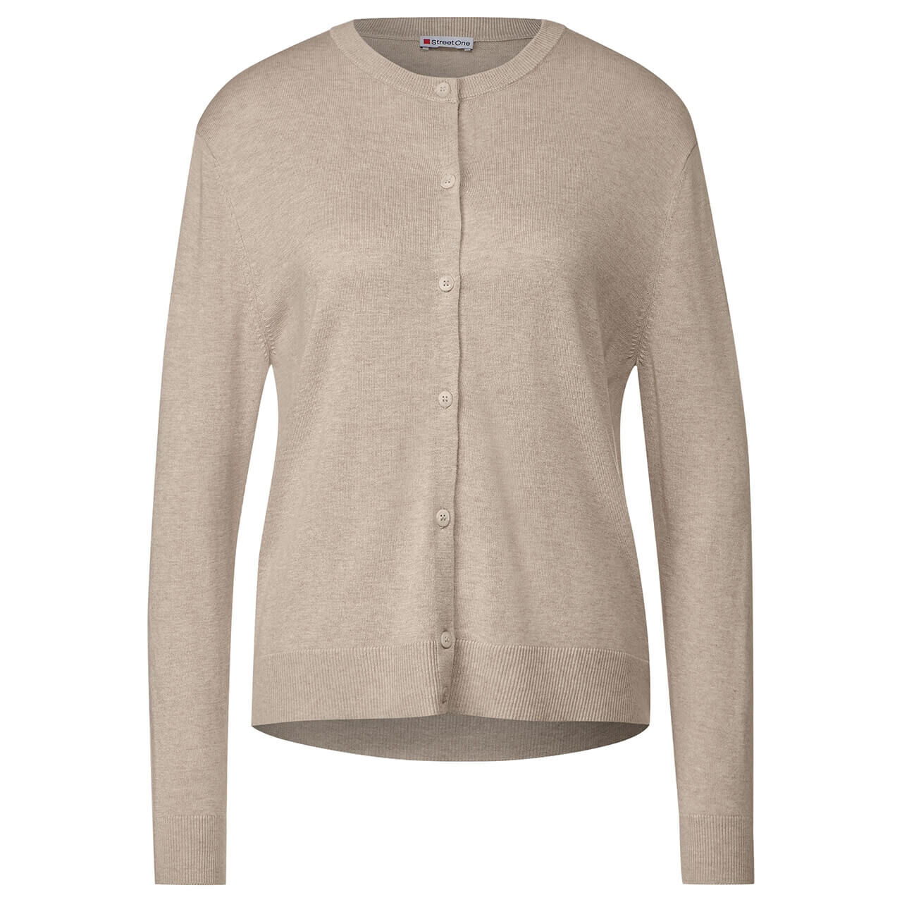 Street One Damen Strickjacke Basic Button Cardigan sand melange Street One Damen Strickjacke Basic Button Cardigan sand melange